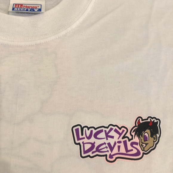 Lucky Devils "Surfer Devil on White Short Sleeve T-Shirt" - Picture 4 of 6